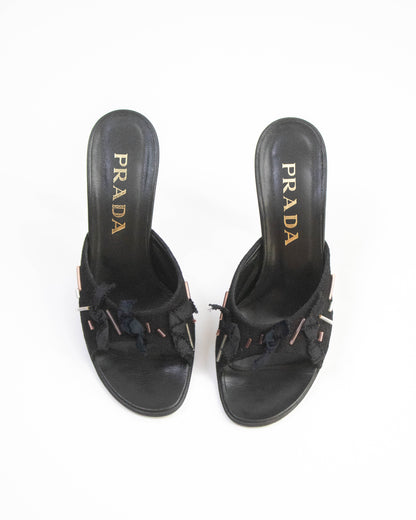 Vintage S/S 1998 Prada Beaded Glass-like Heel Mules / 36 (US 6)