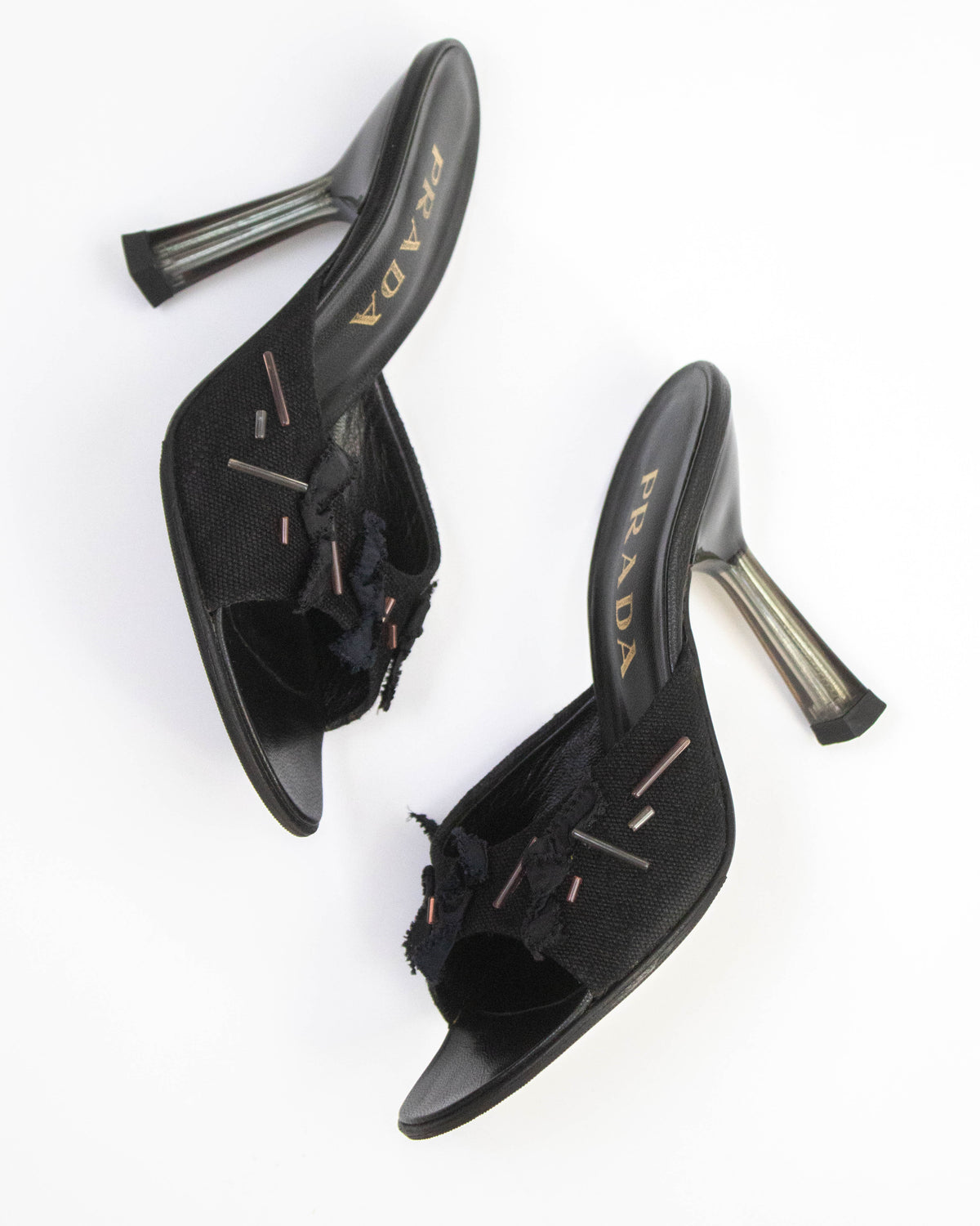 Vintage S/S 1998 Prada Beaded Glass-like Heel Mules / 36 (US 6)