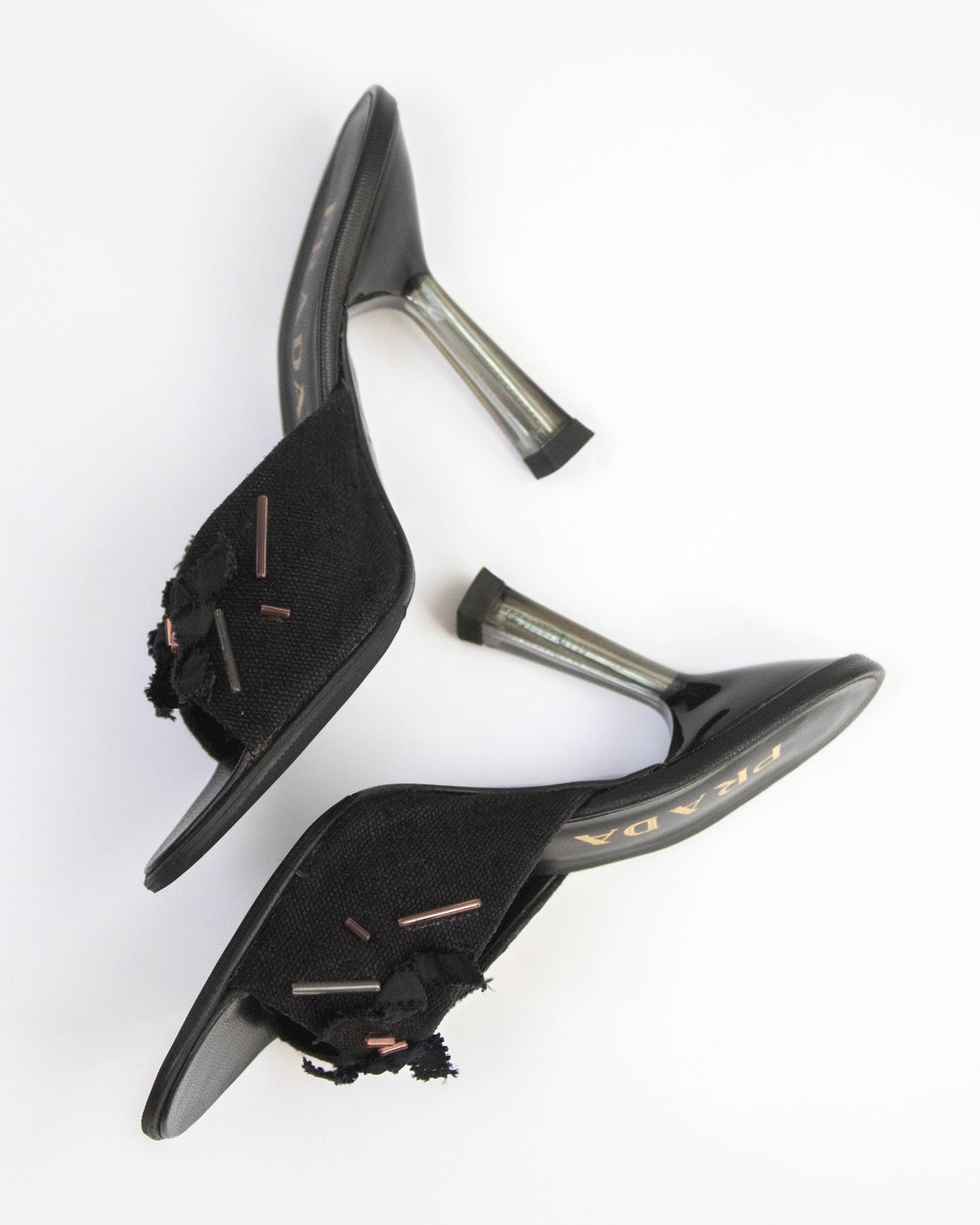 Vintage S/S 1998 Prada Beaded Glass-like Heel Mules / 36 (US 6)