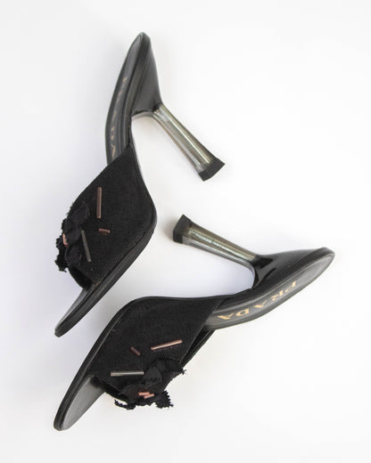 Vintage S/S 1998 Prada Beaded Glass-like Heel Mules / 36 (US 6)