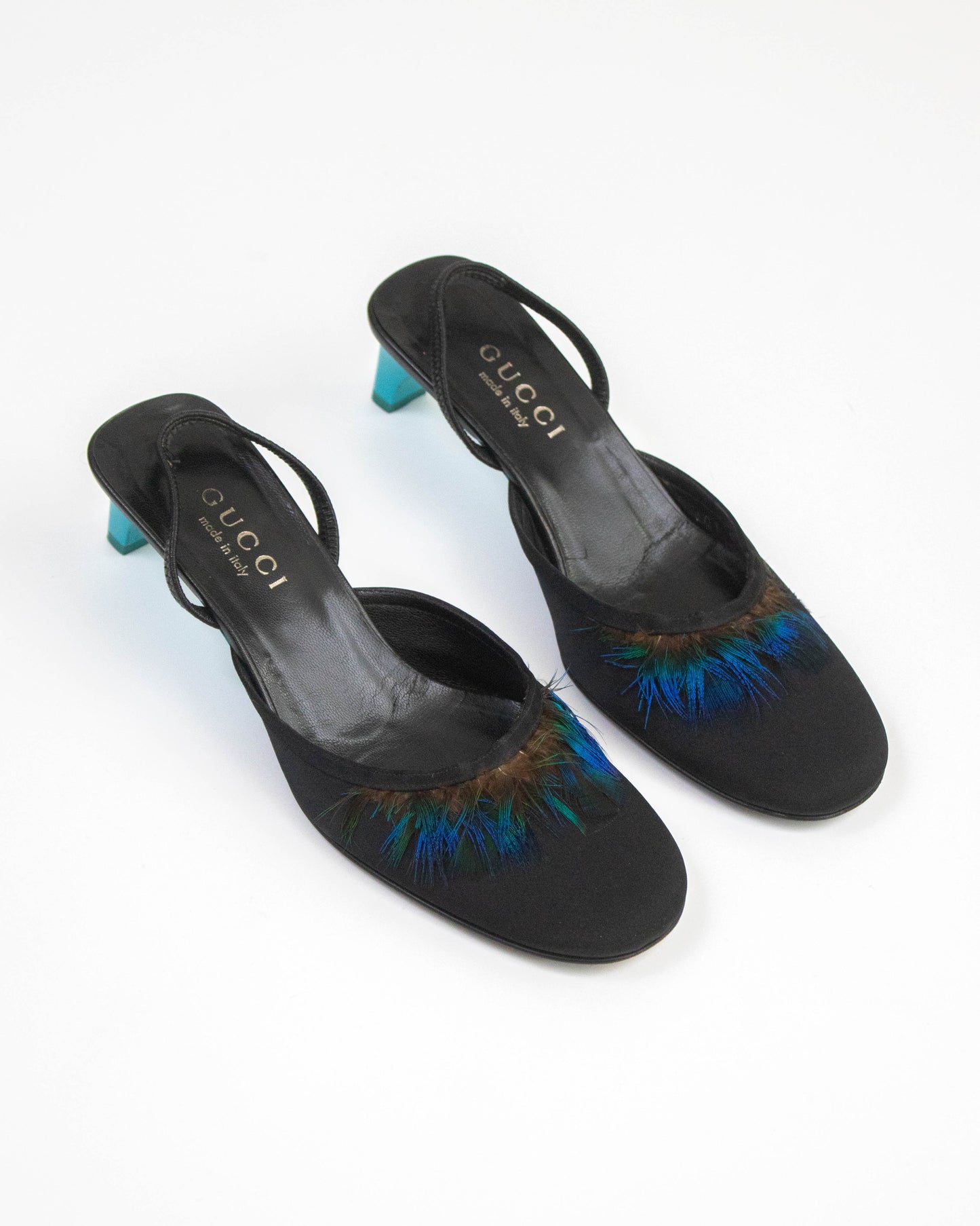 Vintage S/S 1999 Gucci Runway Feather Slingback Heels / 36.5 (US 6.5)