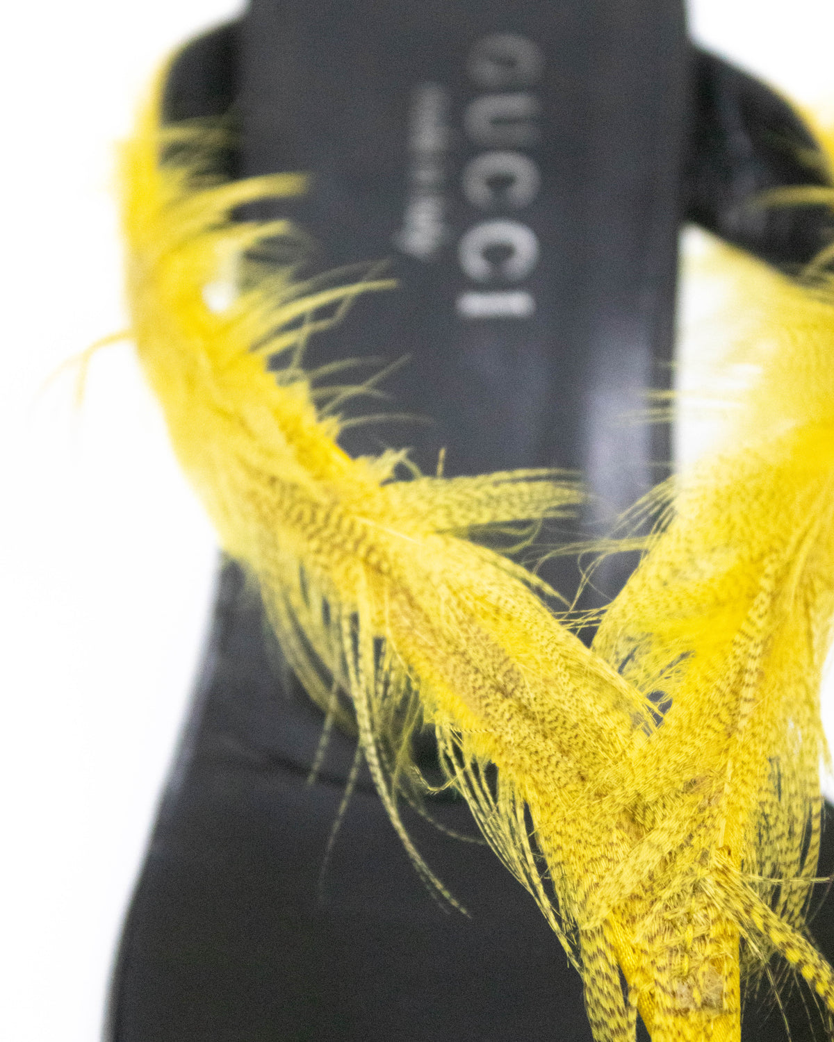 Vintage S/S 1999 Gucci Runway Yellow Feather Thong Mules / 36 (US 6)