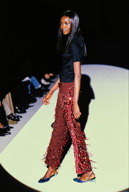 Vintage S/S 1999 Gucci Tom Ford Runway Satin Peacock Feather Kitten Heel Mules / 36.5 (US 6.5)