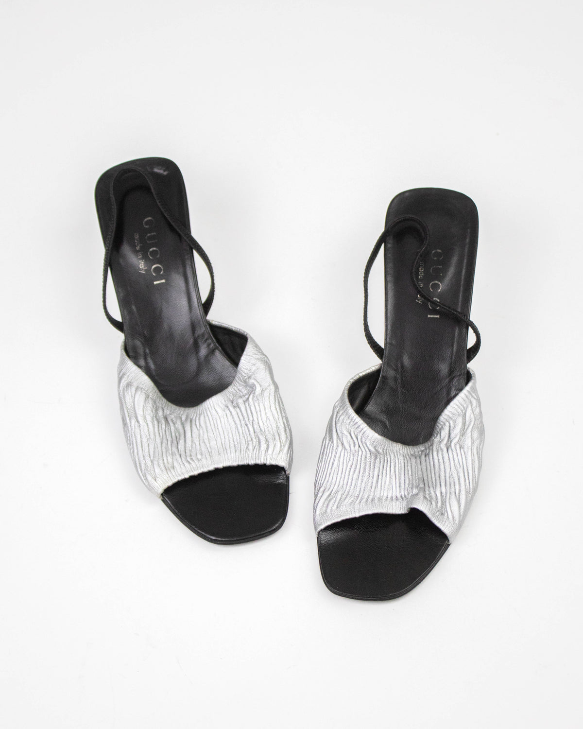 Vintage S/S 1999 Gucci by Tom Ford Silver Slingback Heels / 37 (US 7)