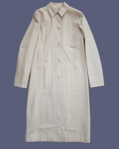 Vintage S/S 2000 Calvin Klein Collection Off-white Leather Runway Coat / XS-S