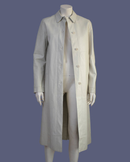 Vintage S/S 2000 Calvin Klein Collection Off-white Leather Runway Coat / XS-S