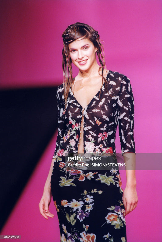 Vintage S/S 2000 Lolita Lempicka Floral Embroidery Runway Blouse / S