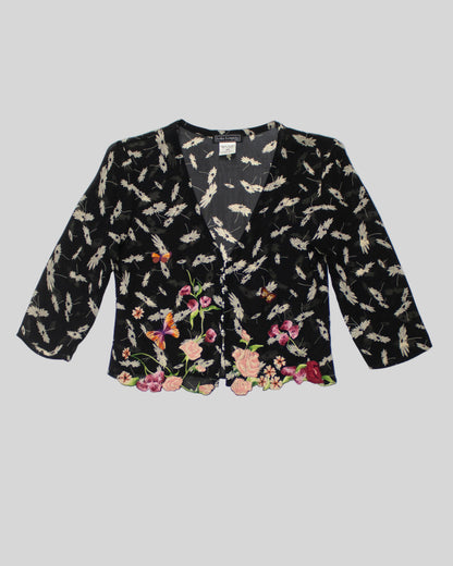 Vintage S/S 2000 Lolita Lempicka Floral Embroidery Runway Blouse / S