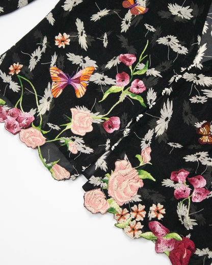 Vintage S/S 2000 Lolita Lempicka Floral Embroidery Runway Blouse / S