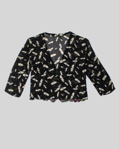 Vintage S/S 2000 Lolita Lempicka Floral Embroidery Runway Blouse / S