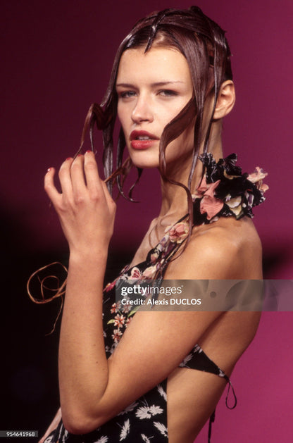 Vintage S/S 2000 Lolita Lempicka Floral Embroidery Runway Dress / S
