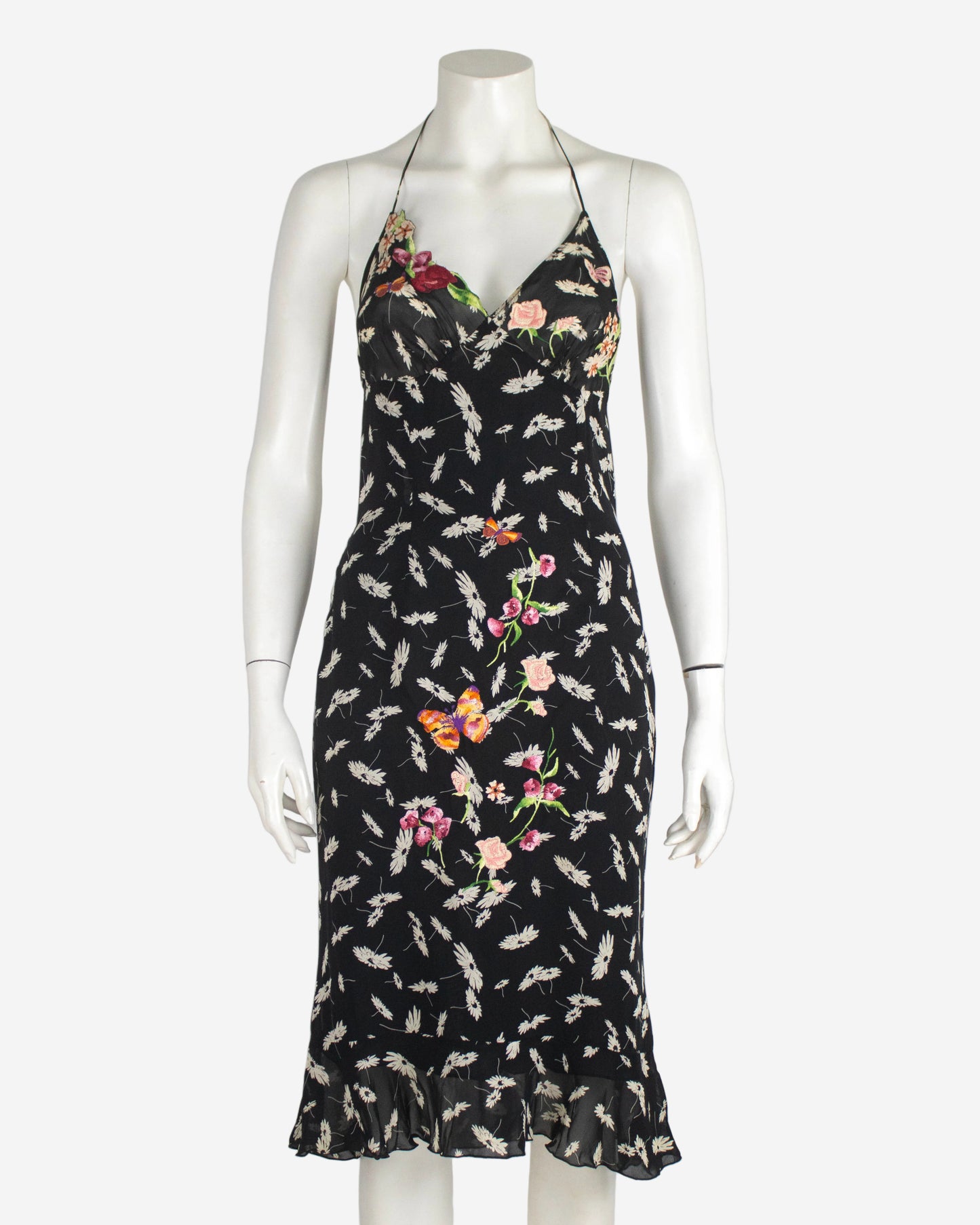 Vintage S/S 2000 Lolita Lempicka Floral Embroidery Runway Dress / S