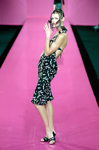 Vintage S/S 2000 Lolita Lempicka Floral Embroidery Runway Dress / S