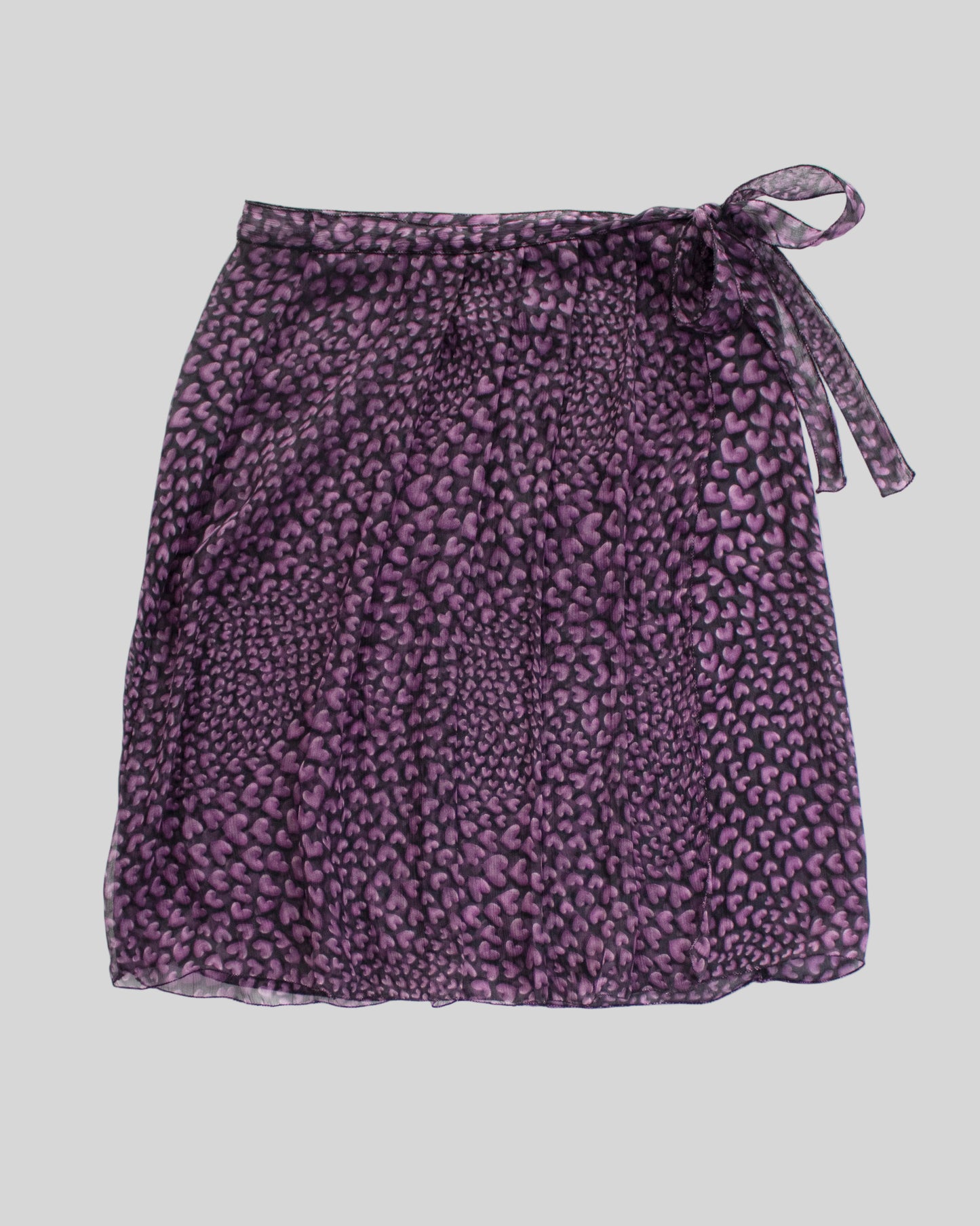 Vintage S/S 2000 Prada Hearts Print Silk Wrap Skirt / IT 40 (XS-S)