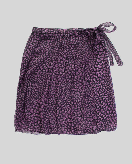 Vintage S/S 2000 Prada Hearts Print Silk Wrap Skirt / IT 40 (XS-S)