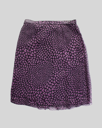 Vintage S/S 2000 Prada Hearts Print Silk Wrap Skirt / IT 40 (XS-S)