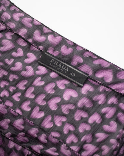 Vintage S/S 2000 Prada Hearts Print Silk Wrap Skirt / IT 40 (XS-S)