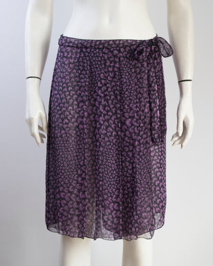 Vintage S/S 2000 Prada Hearts Print Silk Wrap Skirt / IT 40 (XS-S)