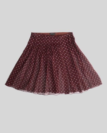 Vintage S/S 2000 Prada Silk Burgundy Polka Dot Print Pleated Skirt / IT 42 (S-M)