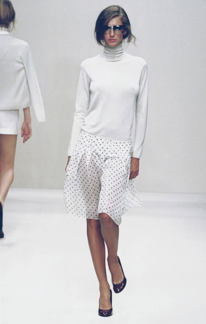 Vintage S/S 2000 Prada Silk Burgundy Polka Dot Print Pleated Skirt / IT 42 (S-M)