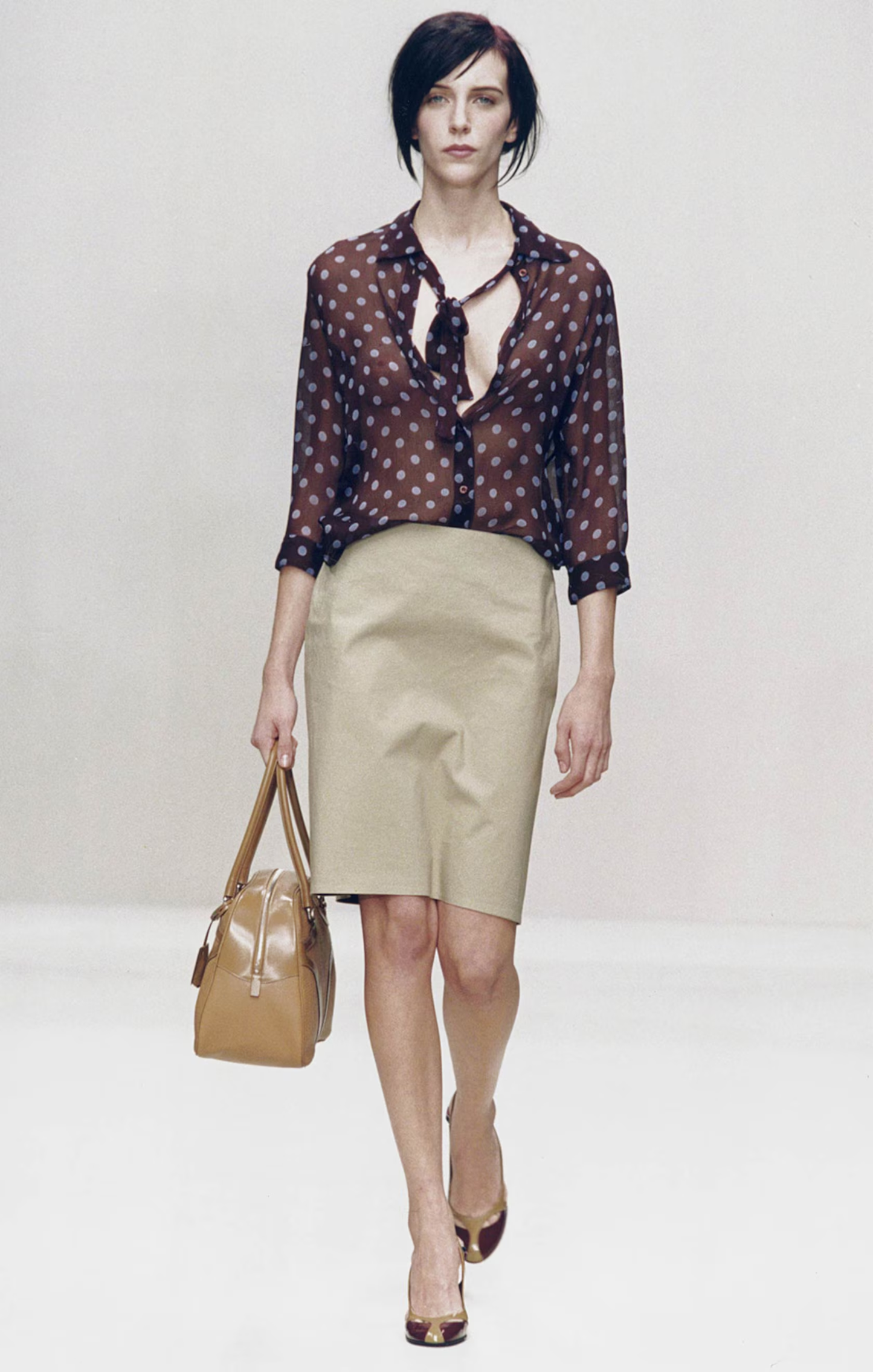 Vintage S/S 2000 Prada Silk Burgundy Polka Dot Print Pleated Skirt / IT 42 (S-M)