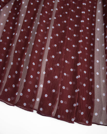 Vintage S/S 2000 Prada Silk Burgundy Polka Dot Print Pleated Skirt / IT 42 (S-M)