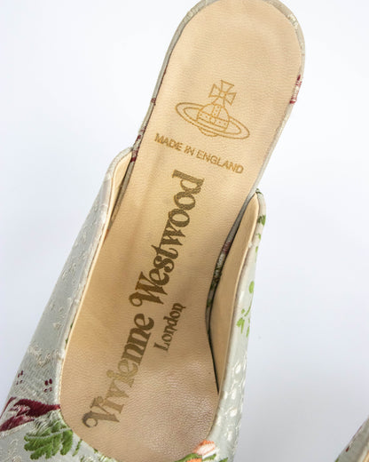 Vintage S/S 2000 Vivienne Westwood Floral Jacquard Animal Toe Mule Heels / 37 (US 7)