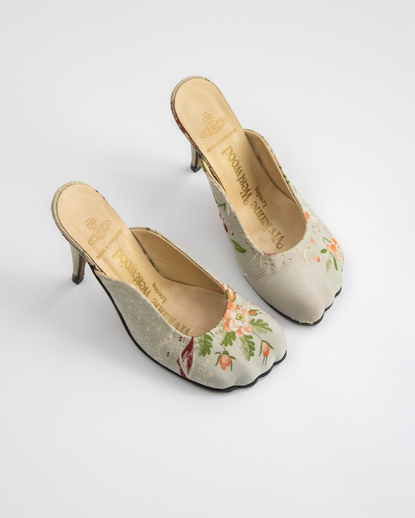 Vintage S/S 2000 Vivienne Westwood Floral Jacquard Animal Toe Mule Heels / 37 (US 7)