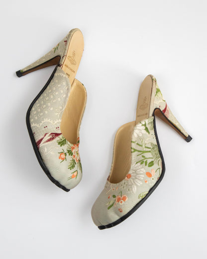 Vintage S/S 2000 Vivienne Westwood Floral Jacquard Animal Toe Mule Heels / 37 (US 7)