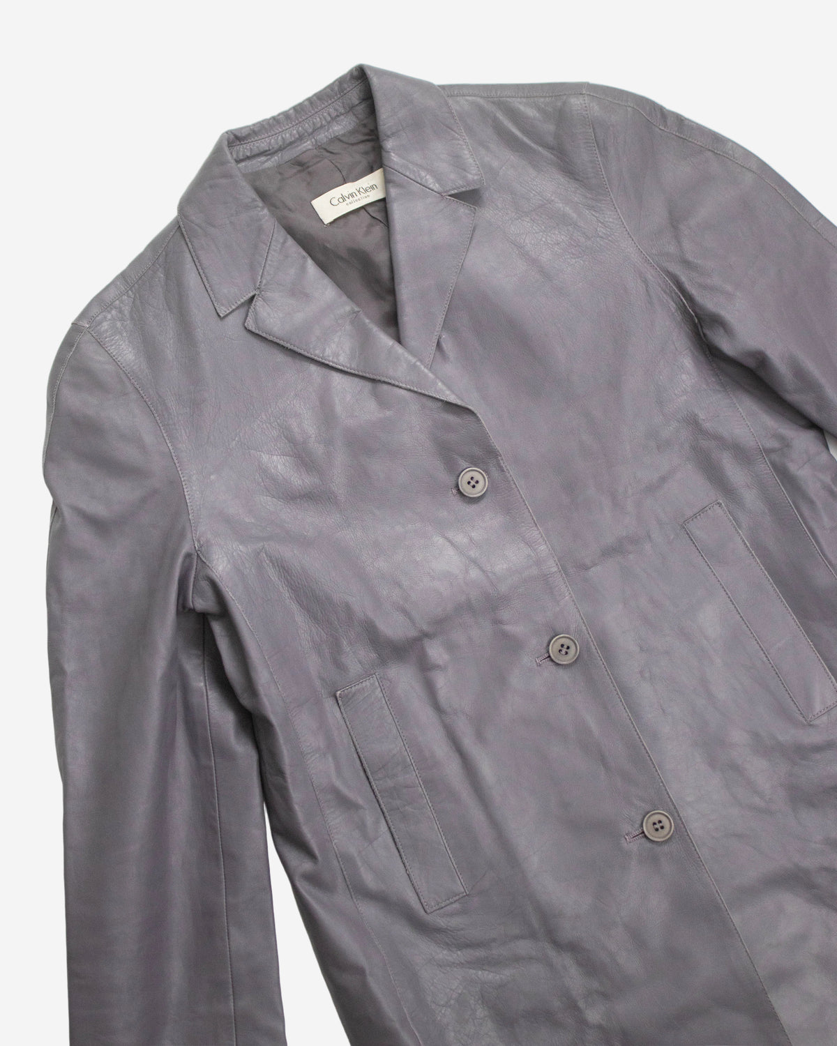 Vintage S/S 2001 Calvin Klein Collection Muted Lilac Leather Jacket / XS-S