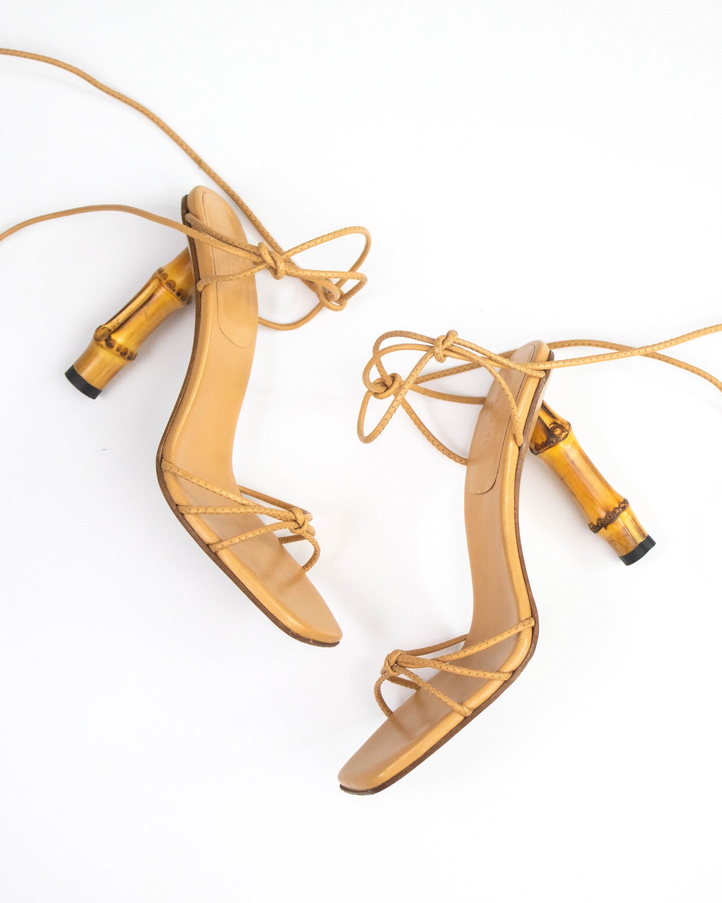 Vintage S/S 2002 Gucci by Tom Ford Ankle Wrap Bamboo Heels / 36.5 (US 6.5)
