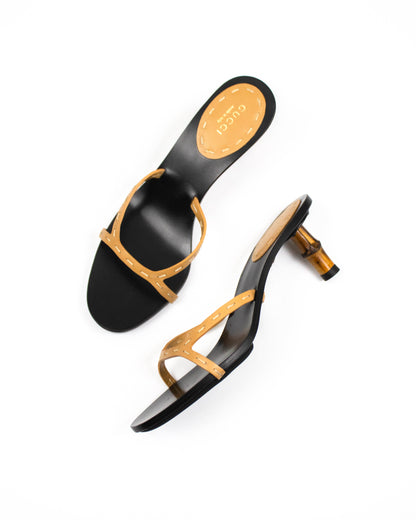 Vintage S/S 2002 Gucci by Tom Ford Bamboo Mule Kitten Heels / 37 (US 7)