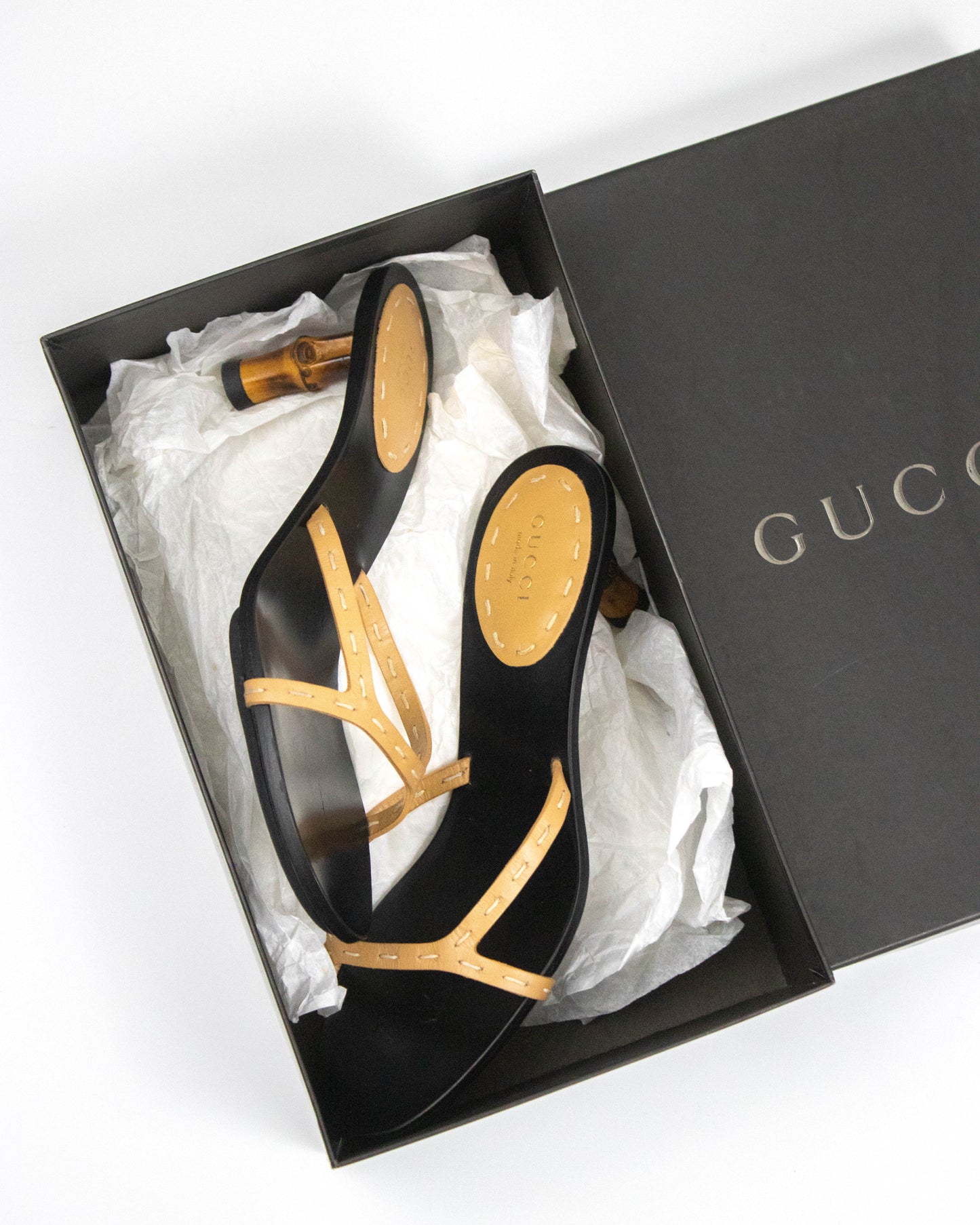 Vintage S/S 2002 Gucci by Tom Ford Bamboo Mule Kitten Heels / 37 (US 7)