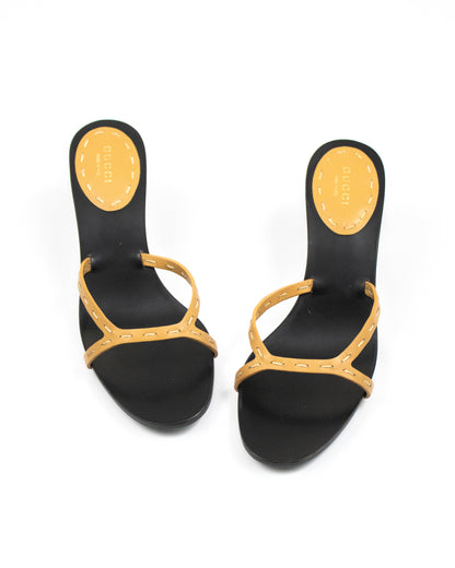 Vintage S/S 2002 Gucci by Tom Ford Bamboo Mule Kitten Heels / 37 (US 7)
