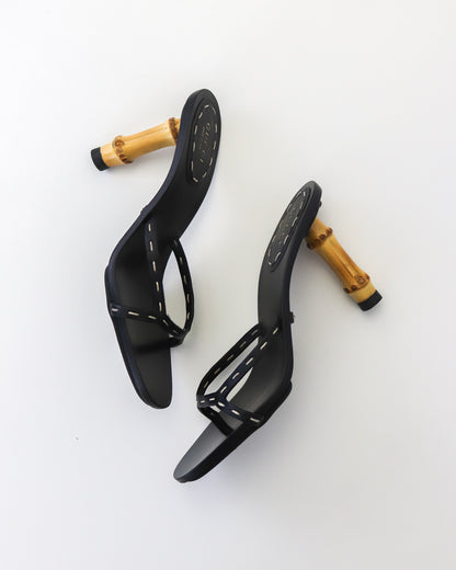 Vintage S/S 2002 Gucci by Tom Ford Black Bamboo Heel Mules / 36.5 (US 6.5)