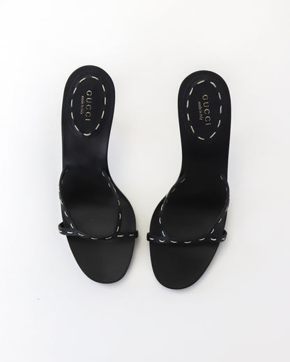 Vintage S/S 2002 Gucci by Tom Ford Black Bamboo Heel Mules / 36.5 (US 6.5)