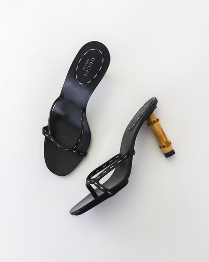Vintage S/S 2002 Gucci by Tom Ford Black Bamboo Heel Mules / 36.5 (US 6.5)