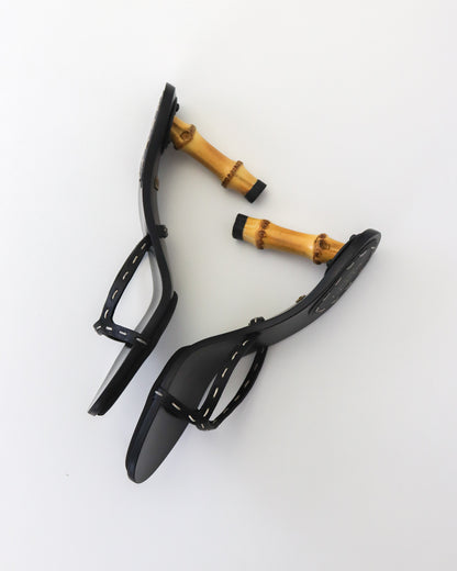 Vintage S/S 2002 Gucci by Tom Ford Black Bamboo Heel Mules / 36.5 (US 6.5)