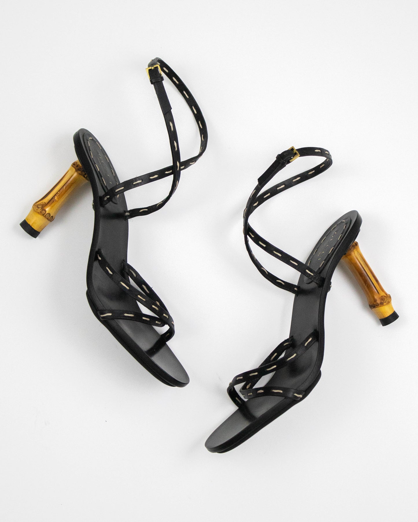 Vintage S/S 2002 Gucci by Tom Ford Black Bamboo Heel Sandals / 36.5 (US 6.5)