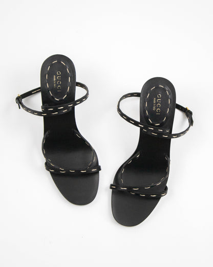 Vintage S/S 2002 Gucci by Tom Ford Black Bamboo Heel Sandals / 36.5 (US 6.5)