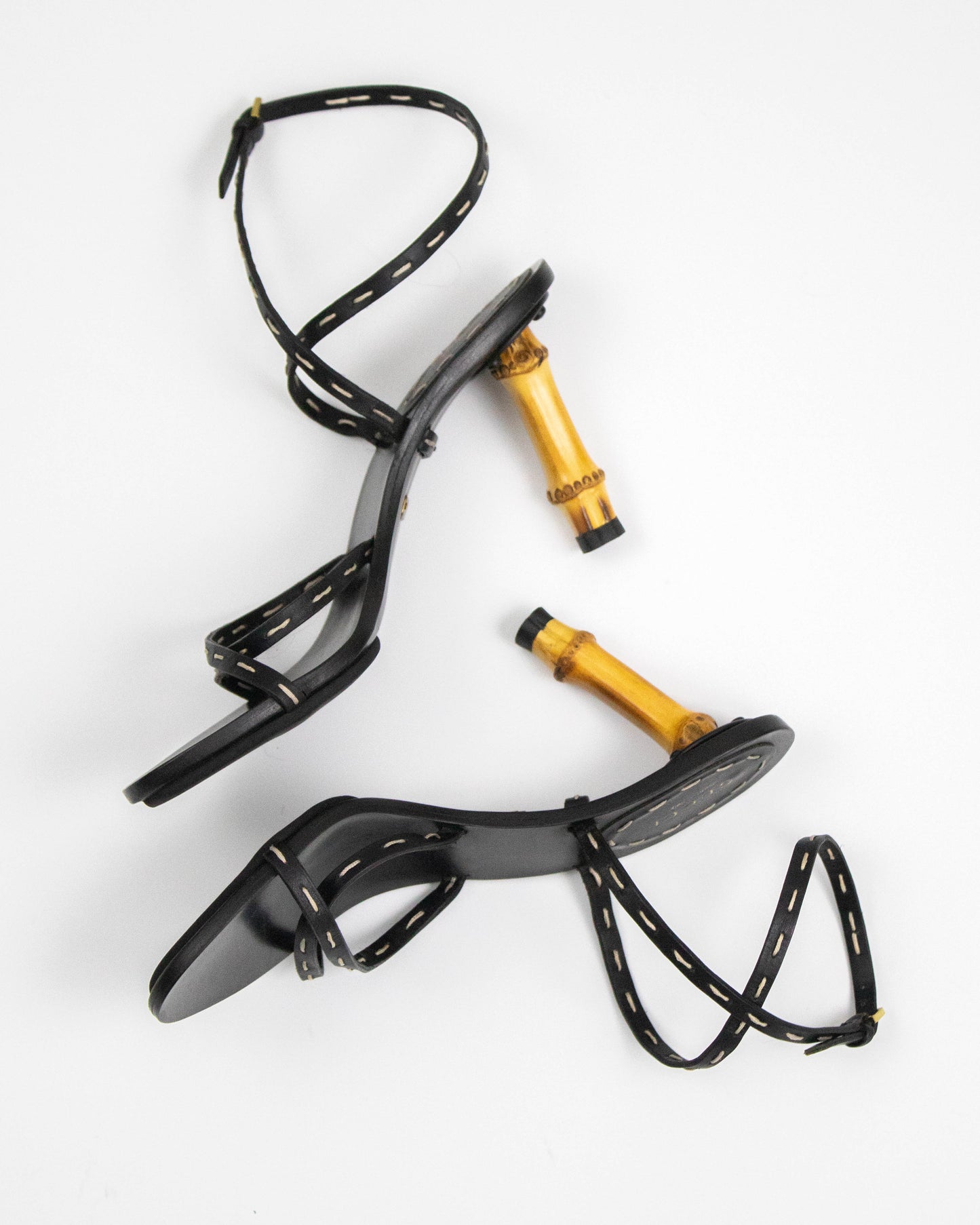 Vintage S/S 2002 Gucci by Tom Ford Black Bamboo Heel Sandals / 36.5 (US 6.5)