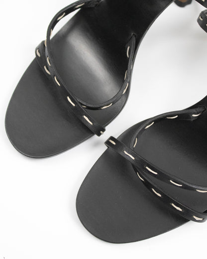 Vintage S/S 2002 Gucci by Tom Ford Black Bamboo Heel Sandals / 36.5 (US 6.5)