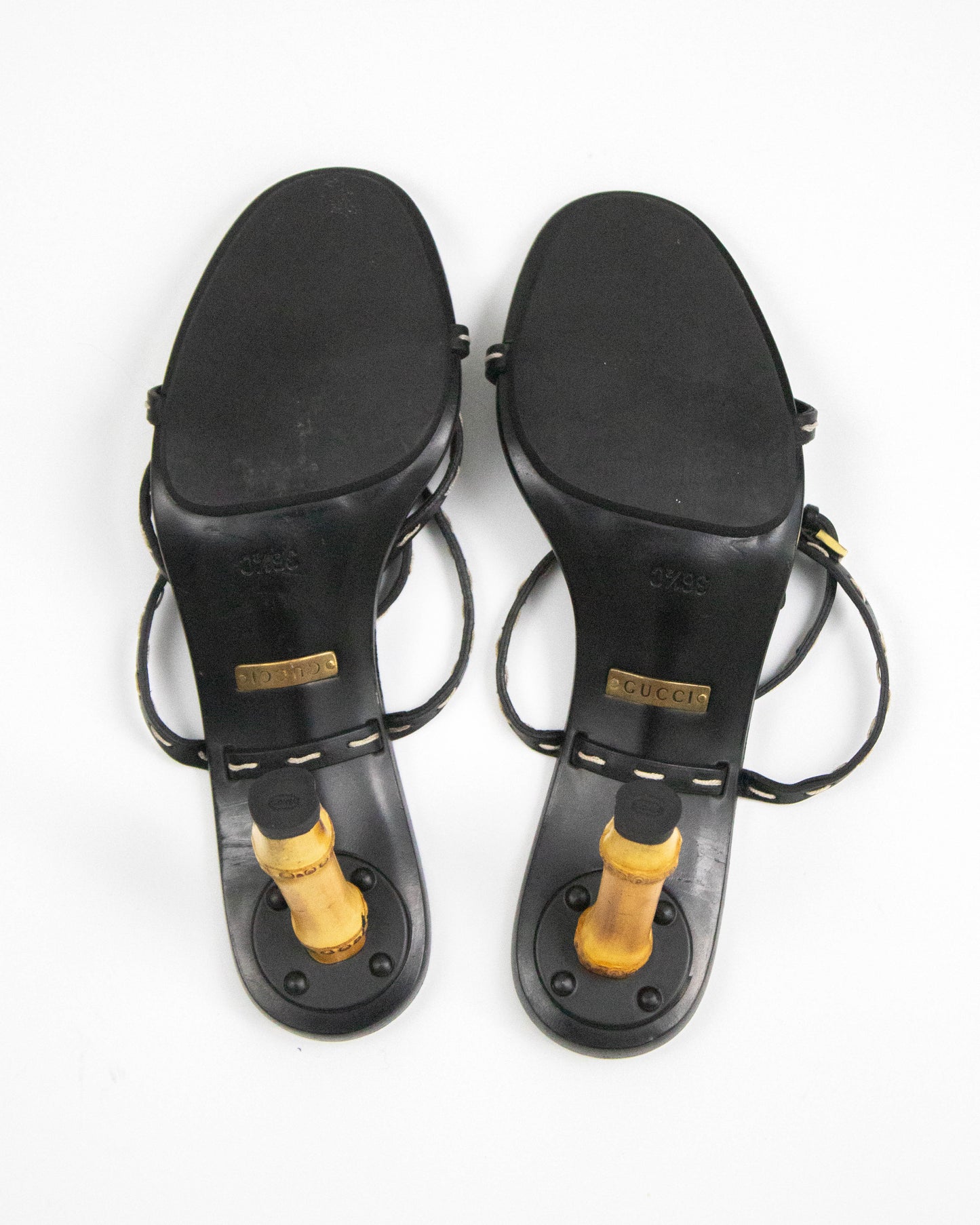 Vintage S/S 2002 Gucci by Tom Ford Black Bamboo Heel Sandals / 36.5 (US 6.5)