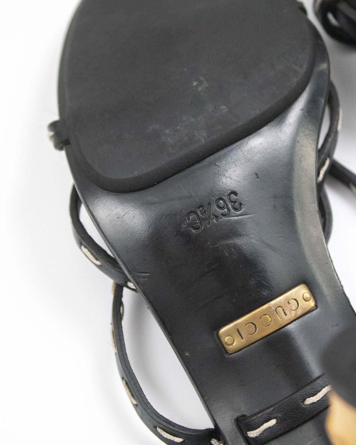 Vintage S/S 2002 Gucci by Tom Ford Black Bamboo Heel Sandals / 36.5 (US 6.5)