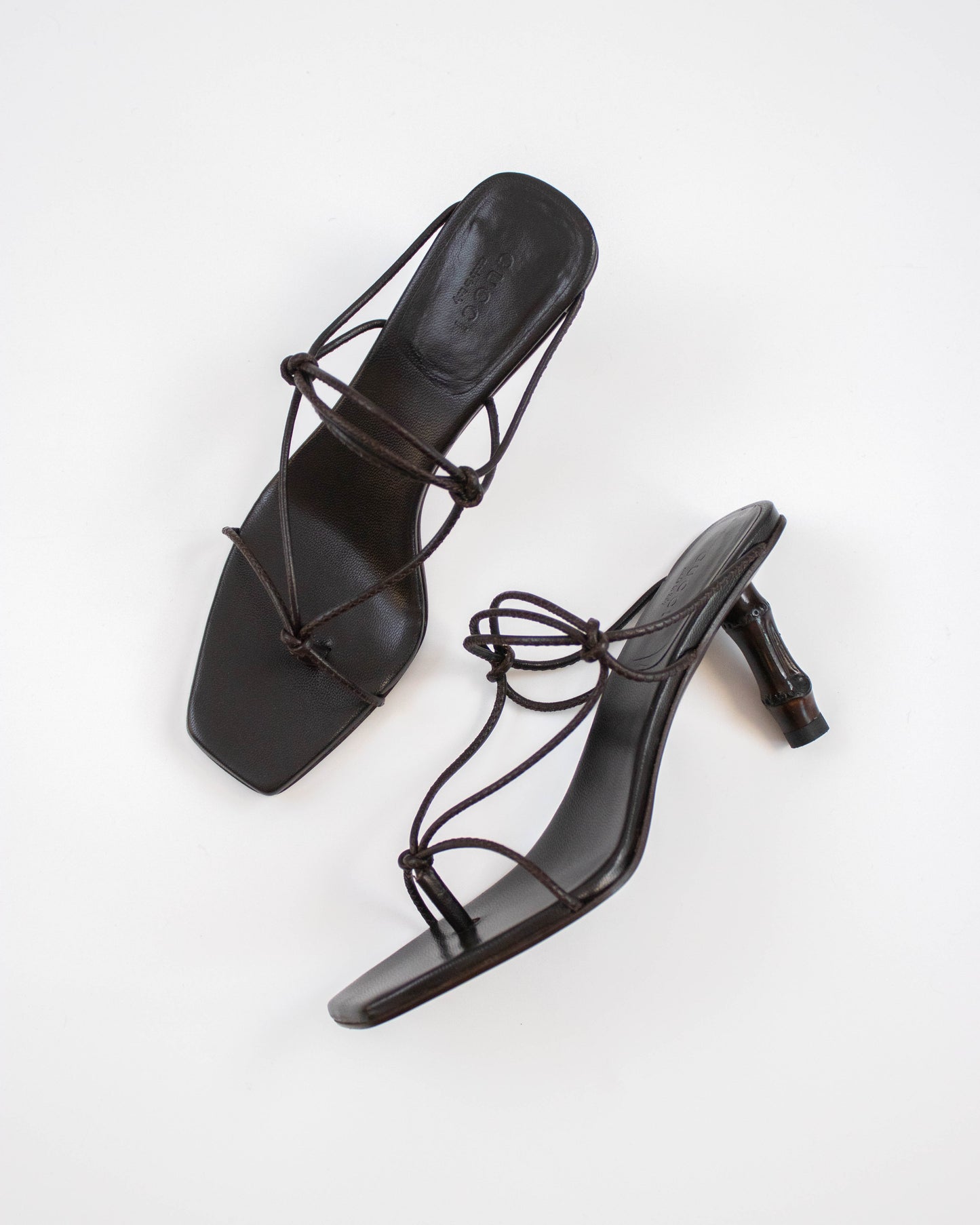 Vintage Gucci Spring/Summer 2002 brown bamboo heel mules side view