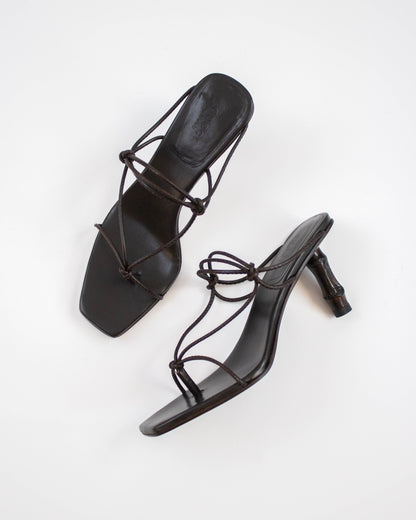 Vintage Gucci Spring/Summer 2002 brown bamboo heel mules side view