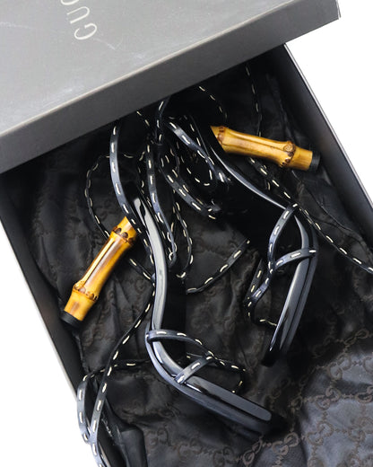 Vintage S/S 2002 Gucci by Tom Ford Iconic Ankle Wrap Lace Up Bamboo Heels / 36 (US 6)