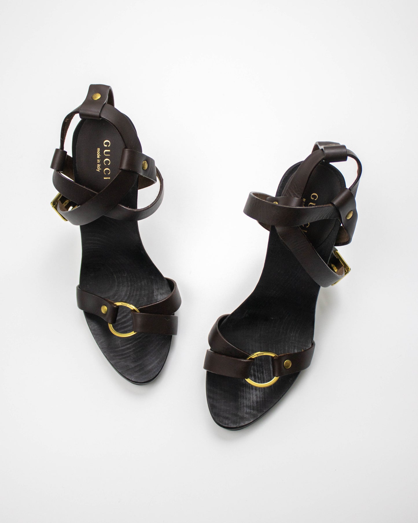 Vintage S/S 2002 Gucci by Tom Ford Runway Brown Stiletto Heel Sandals / 36 (US 6)