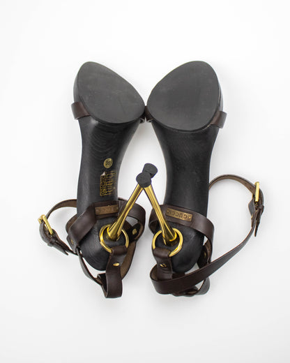 Vintage S/S 2002 Gucci by Tom Ford Runway Brown Stiletto Heel Sandals / 36 (US 6)