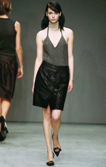 Vintage S/S 2002 Prada Wool Alpaca Chunky Knit Halterneck Runway Top / IT 42 (S-M)